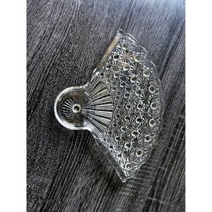 Vintage Anchor Hocking Fan Snack Plate Clear Pressed Glass 1950s–1960s